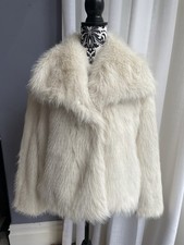 Women’s Cream Shaggy Faux Fur Jacket S/M