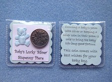 Lucky 'Silver' Sixpence Gift. New Baby*Baby Shower*Christening*Girl*Boy*Neutral
