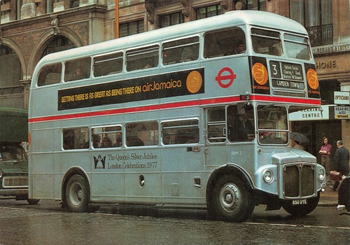 Modern postcards old - modern, buses