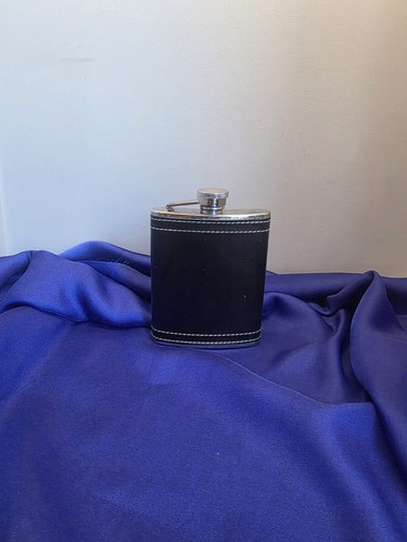 Black tan leather hip flask - tan,