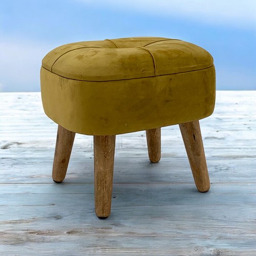 Yellow velvet footstool - yellow,