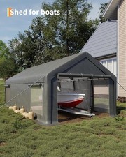 13x25ft Heavy-Duty Carport Canopy with Roll-Up Window Doors Garage Tent Shelter