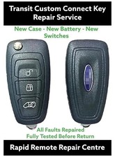Ford Transit Custom Flip Key Fob Remote Repair Fix New Battery + New Case Refurb