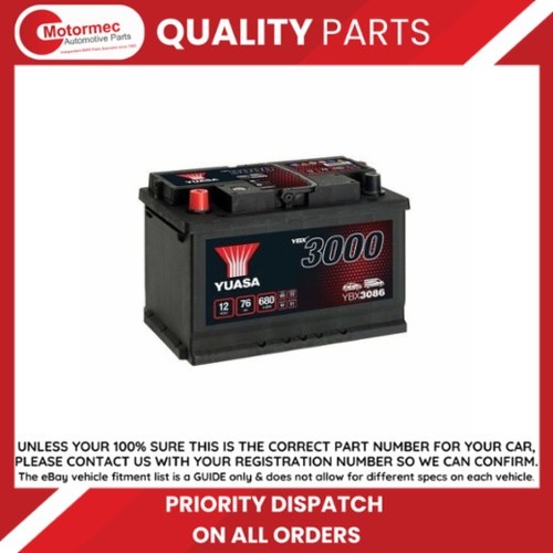 Yuasa ybx3086 12v 76ah 680a - ybx3086,