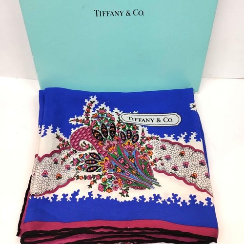 Tiffany silk scarf - blue, floral