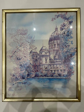 Home Art Deco Watercolour Print of Historical City Building , 12.5 x 10.5 inches