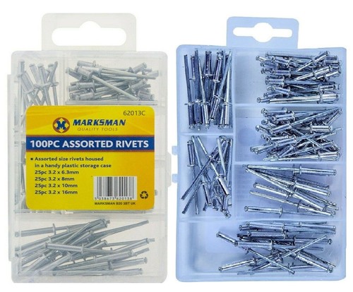 100pc assorted sized rivets - assorted,