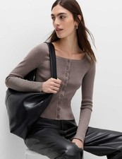 M&S Womens Nutmeg Viscose Rib