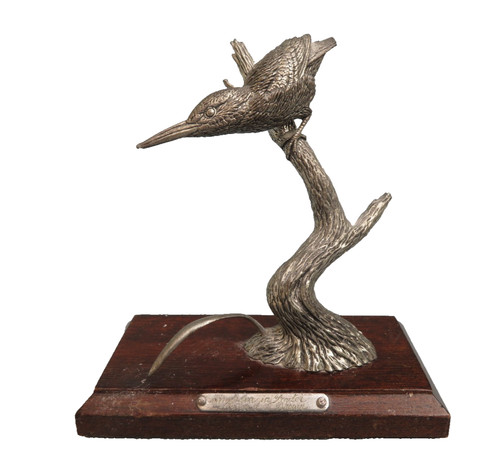 Vintage pewter kingfisher - vintage,