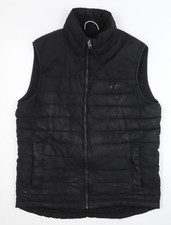 Hollister Mens Black XS Puffer Waistcoat Gilet Quilted Zip Jacket