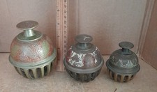 Vintage Indian Brass Elephant Claw Temple Bells Set of 3 Graduating