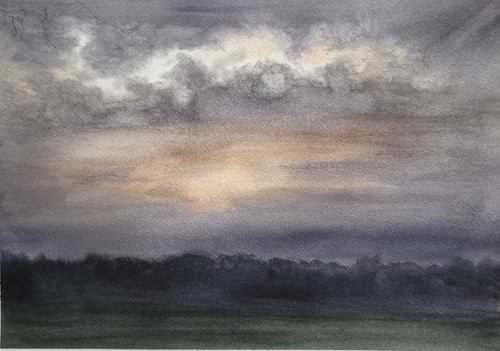 Original watercolor landscape - original,