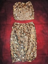 Jaded Rose Womens Skirt Set  Size M Pink Metallic Sequin Elastic Waist Nwot