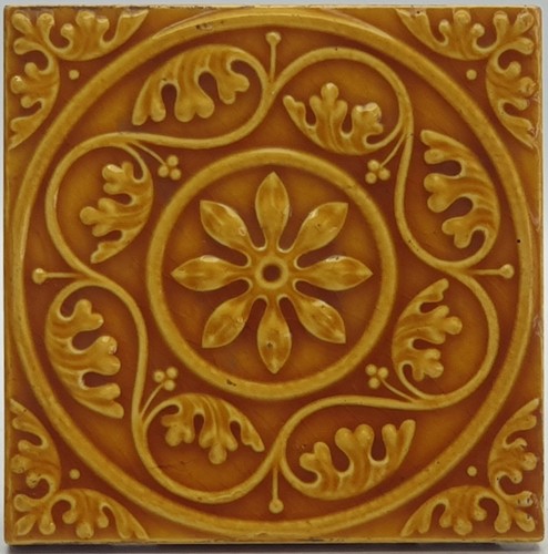 Antique tile floral - antique,
