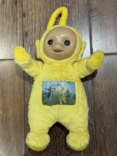 Vintage 1996 Telly Tubbies Plush Holographic Doll - Laa Laa - LaLa -Plastic Face