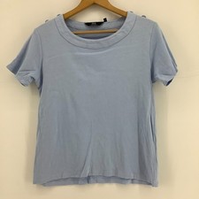 Isle Essentials Blue Short Sleeve Crew Neck T-Shirt Top Blouse UK 10-12