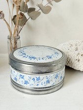 Vintage Shortbread Tin with Blue Floral Design