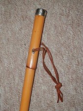 Antique Bamboo Military Drill Cane W/ Silver Pres. Pommel Top 'E.J.C' - 88.5cm