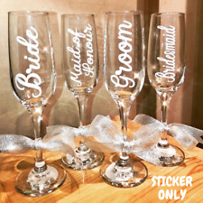 Wedding Vinyl Sticker Champagne Flute Bridesmaid Glass Bride Personalised Name