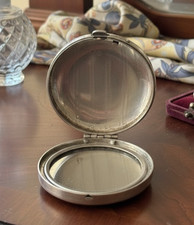 Vintage Harriet Hubbard Ayer Powder Compact Art Deco Engine Turned HHA Logo