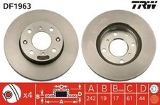 2x Brake disc Vented DF1963