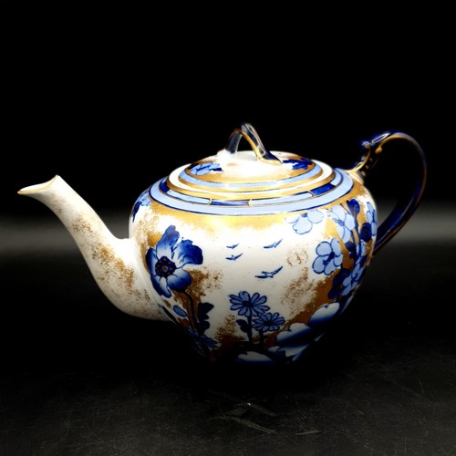 Antique blue gold teapot - &,