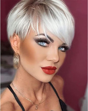 Short Blonde Wig for Women Natural Layered Straight Short Synthetic Hair Wig