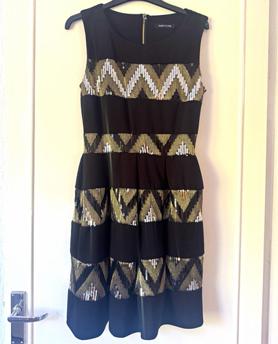 Black silver sequin chevron - black/silver,