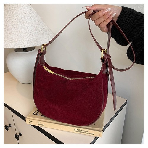 Chocolate brown suede crescent - chocolate,