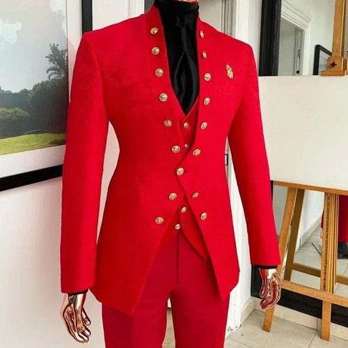 Red fashion formal mens suits - red,