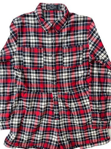 Evil twin women red plaids - evil,