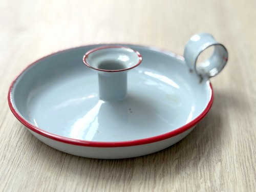 Vintage enamel candlestick - vintage,