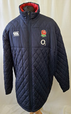 CANTERBURY ENGLAND RUGBY UNION PLAYER QUILTED JACKET COAT BLUE 3XL A3448