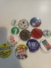 lot of Vintage retro Button Badges - Dr Who Puma Philips G7000 Etc