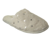LADIES GLUV CREAM SPARKLE FAUX FUR LINED PADDED SLIPPERS WOMENS MULES SIZE