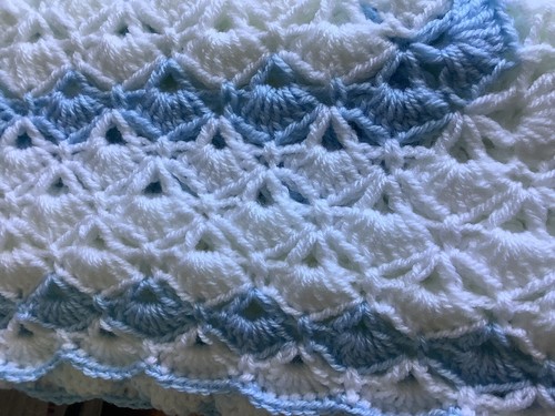 Baby blanket blue and white - and,