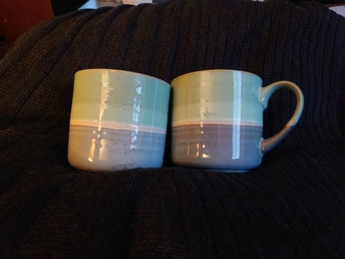 Blue glazed striped - pair, of