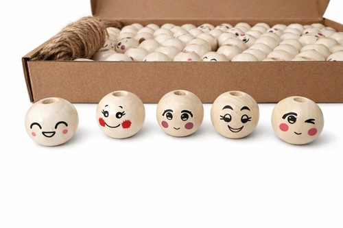 100 wooden doll head beads - doll,