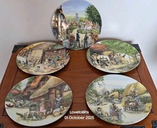 Royal Doulton Old Country Crafts Plates Set of 5, 1990–91 Village Life, Lovely  