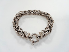 CHUNKY 925 STERLING SILVER BYZANTINE 7.25 ins BRACELET SENORITA CLASP 29.6 g IBB