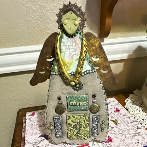 Hand painted metal angel - metal,
