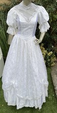 wedding dress vintage 1980s Satin lace puff sleeves Victorian Hen Party S