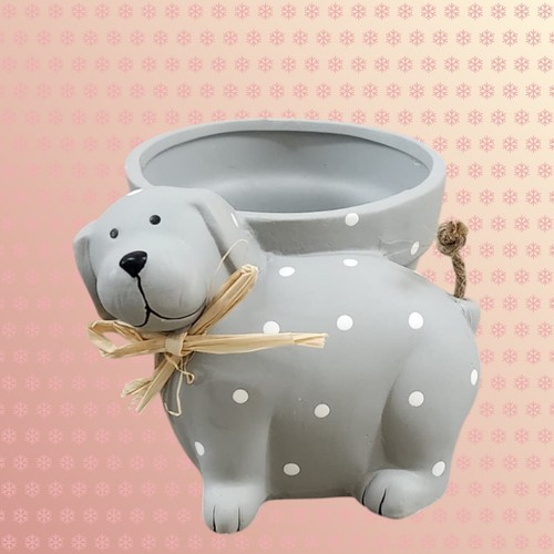 Small grey ceramic puppy plant - small,