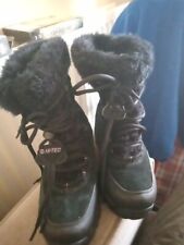 Womens/Youth Size 4 Water Proof, Faux Fur Lined Insulated Black Boots HI TEC