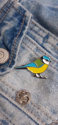 Blue tit bird lapel - tit, pin
