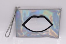 Lulu Guinness Women's Clutch Bag Medium Hologram Perspex Lips Pouch - Silver