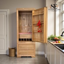 Natural Solid Oak Slim Kitchen Larder Bevel Range From Oak Furnitureland