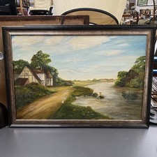 Vintage Large  Oil Painting On