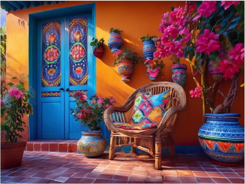 Tile mural colorful - mural, mexican