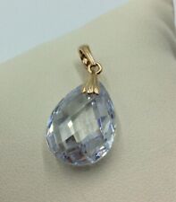 STERLING SILVER 925 YELLOW GOLD SPARKLING DIAMONIQUE DQCZ CZ PEAR CUT PENDANT